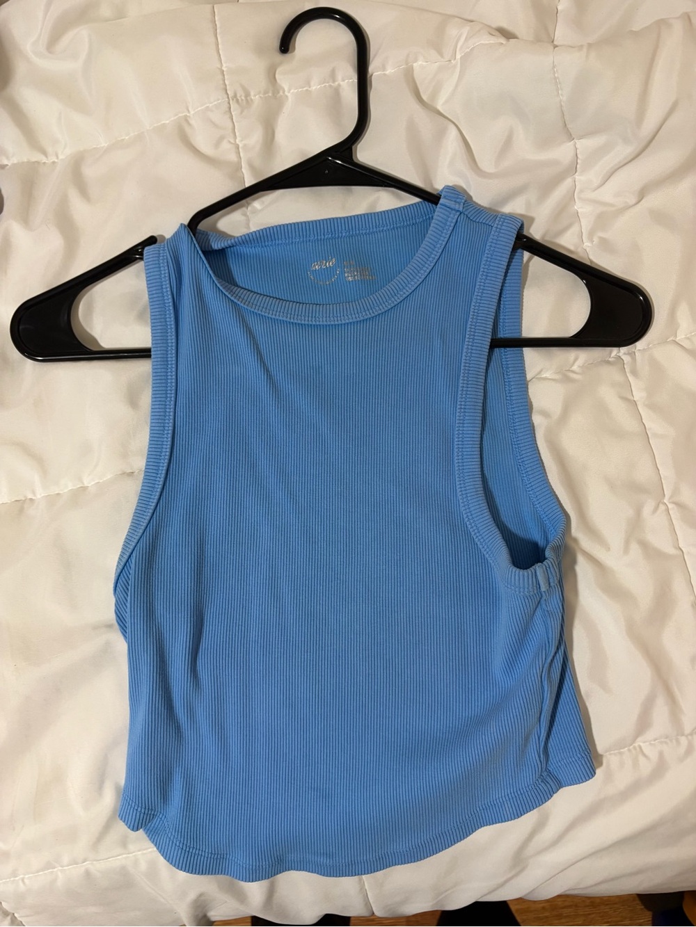 aerie Ribbed Light Blue Cropped Tank Top